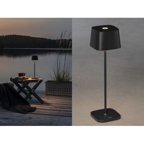 Wiederaufladbare LED Outdoor Tischleuchte CAPRI dimmbar in Schwarz, Höhe 36cm (1/5)