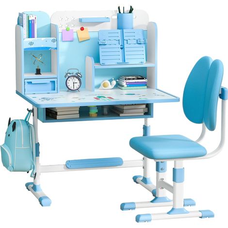 Bureau d'écriture pour élèves du primaire, bureau et chaise pour enfants à la maison simple, ensemble de table réglable (1/5)