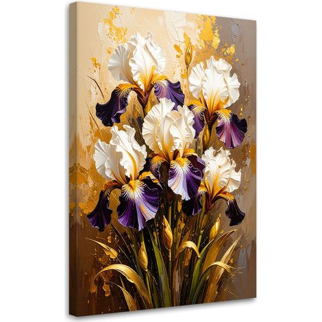 Wandbild für das Schlafzimmer Wohnzimmer Iris Blumen auf beigem Hintergrund 40x60 cm