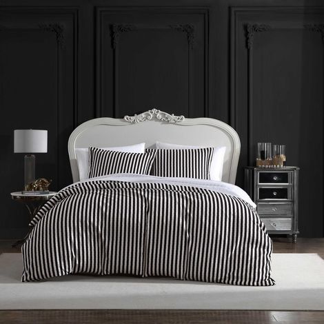 Housse de Couette pour Grand lit, Parure de lit Douce avec taies Assorties, décoration d'intérieur Chic (Wonderland Stripe Black, Queen) (1/5)