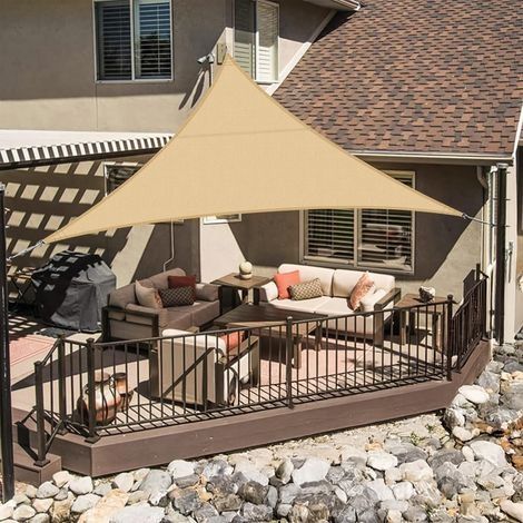 Voile d'ombrage Triangulaire 2x2x2m Imperméable à l'eau PES Toile d'ombrage Sable avec 95% de Protection UV pour Patio Extérieur Jardin (1/5)