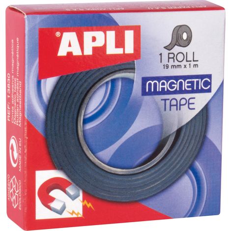 Apli Nastro adesivo magnetico nero 19 mm x 1 m