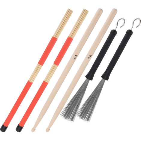 Ensemble de baguettes jazz 5A en érable avec brosses escamotables pour percussion (1/5)