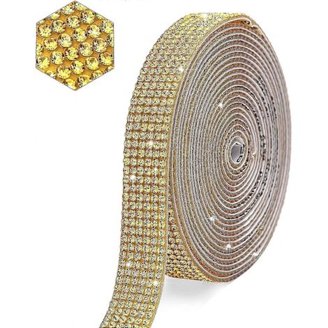 Ruban adhésif strass /EA/, 1 rouleau, pour bricolage, voiture, maison, mariage (doré)
