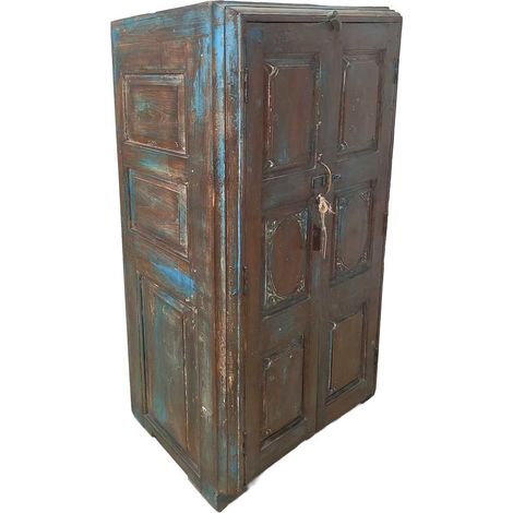 Armario de madera acabado artesanal  marrón 75x36x138h cm