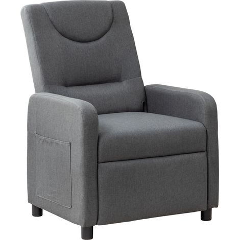 Fauteuil relax inclinable en lin gris foncé avec repose-pieds rabattable (1/5)
