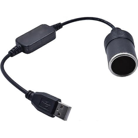 Adaptateur USB A mâle 5 V vers prise allume-cigare femelle 12 V pour enregistreur de conduite, caméra embarquée DVR et GPS (moins de 8 W), 30 cm / 12 pouces (1/5)