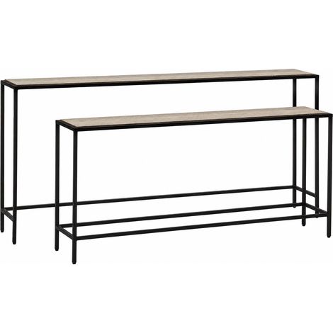 Console gigogne en travertin et métal noir - Noir et travertin (1/5)