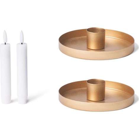 2x Novaliv Standkerzenhalter Stabkerzenhalter 2 x 9cm Gold (1/4)