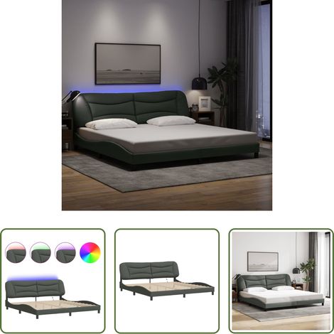 LED-Leuchten -  Bettgestell mit LED ohne Matratze "Hvar" Dunkelgrau 200x200 cm Stoff (1/5)