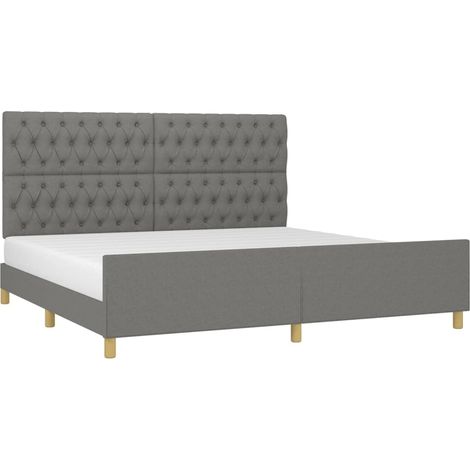 Estructura de cama con cabecero tela gris oscuro 200x200 cm vidaXL (1/4)