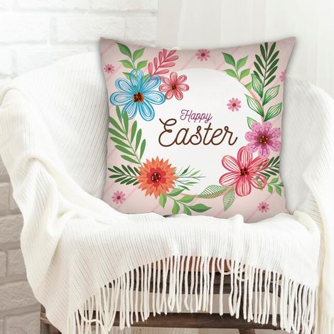Housse de coussin 45x45 cm en polyester léger pour canapé ou lit, décoration de Pâques (1/5)
