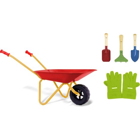 Brouette pour Enfants avec Accessoires en métal, Peut Supporter jusqu'à 10 kg avec de Solides Outils de Jardinage Jouet pour Enfants à partir de 3 Ans (1/5)