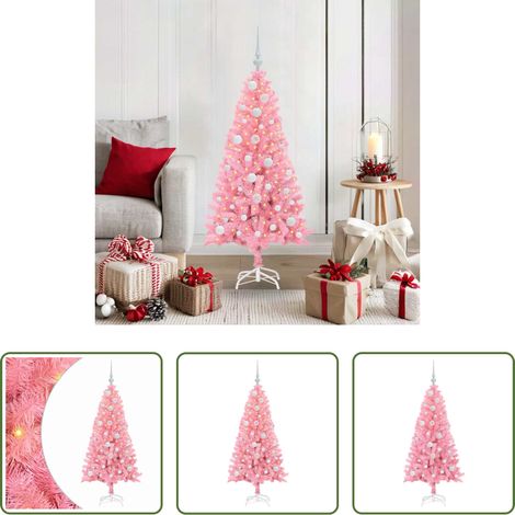 Décor de fête - Sapin de Noël avec 150 LED avec support Rose 120 cm PVC (1/5)