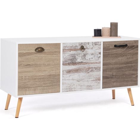 BAHIA 113 cm Credenza bassa scandinava a 3 ante (1/5)