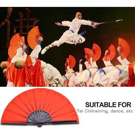 Éventail de pratique et d'entraînement en soie de bambou pour Tai Chi, Kung Fu et danse (à côtes noires) (1/5)