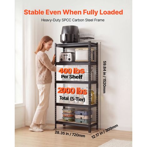 Étagère de Rangement, 5 Niveaux Réglables, Étagère Charge Lourde Modulable 720x309x1520 mm, Capacité de Charge Totale 907,2 kg, Ray… (1/5)
