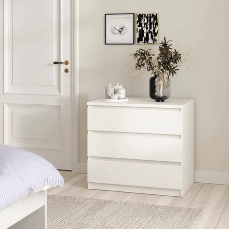 Dmora - Cajonera Aglae, Cómoda multiusos, Cómoda de dormitorio, Gabinete con cajones, 77x50 h70 cm, Blanco (1/5)