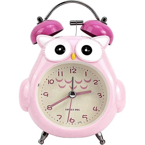 Réveil hibou mignon en dessin animé pour enfants, sans tic-tac, avec veilleuse intégrée. (1/5)