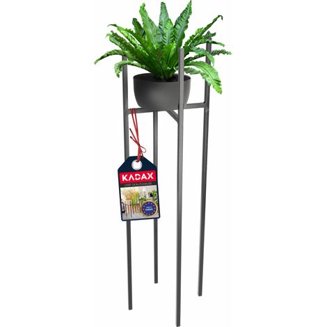 Kadax Soporte para Macetas de Acero Resistente a la Intemperie, Negro, 26 x 26 x 87 cm (1/5)