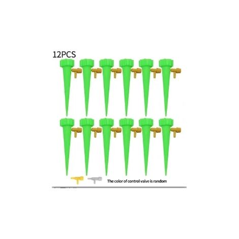 (12 pièces - Vert) Système d'irrigation goutte à goutte automatique pour plantes à fleurs, serre et jardin. Dispositif de goutte à goutte automatique réglable. (1/4)