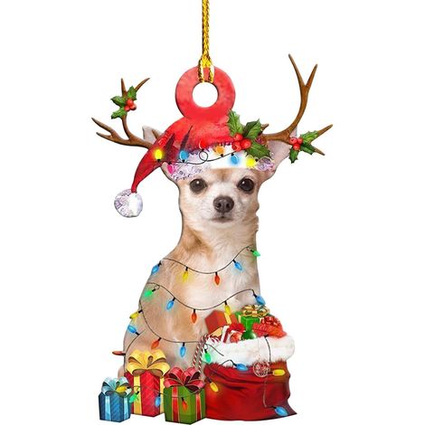 Adorno Navidad Perro - Figura de Madera para Árbol - Decoración Navideña - 10 cm (1/5)