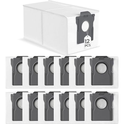 Staubsaugerbeutel-Set (12-teilig) – Zubehör für Saugroboter – Staub- und Haarfilterung – Für Dreame L10s, X30, X40 und Mova – Weiß – 3,2 l (1/5)
