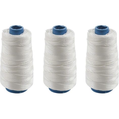 Lot de 3 fils de corde torsadés en nylon blanc, 400 m, 80 lbs, pour arc, pêche ou cerf-volant, pour la couture. (1/5)