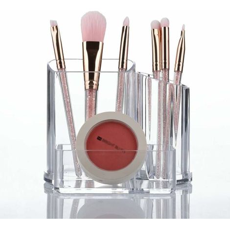3 pièces Organisateur de maquillage, Acrylique transparent, Porte-pinceaux, Rangement cosmétique, Pour salle de bain bureau (1/5)