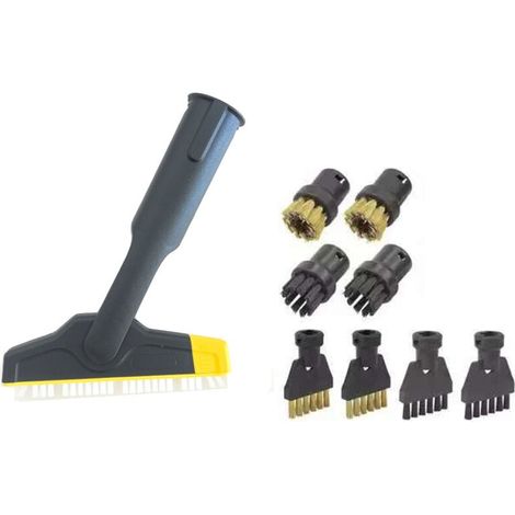 Kit vapeur 9 pièces, 1 grande brosse à joints, compatible avec Kärcher SC1/SC2/SC3/SC4/SC5 (2.863-334.0) – Accessoire pour nettoyeur vapeur avec raccord flexible pour carrelage et tête de brosse à joi (1/4)