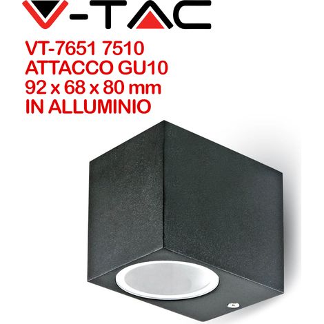Portalampada Wall Light Alluminio satinato Nero 1xGU10 Mod. VT-7651 - SKU 7510 - Quadrato (1/5)