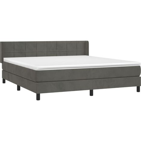 Boxspringbett mit Matratze Dunkelgrau 180x200 cm Samt vidaXL (1/5)