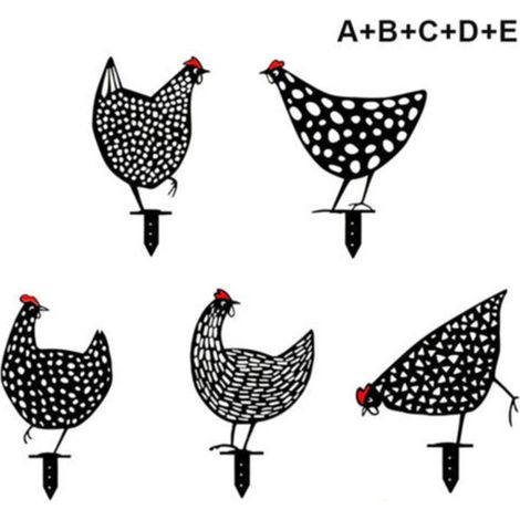 Ensemble de 5 poules réalistes-jardin décoration-décoration en forme de poulet-pelouse, chemin, trottoir, silhouette de cour de jardin