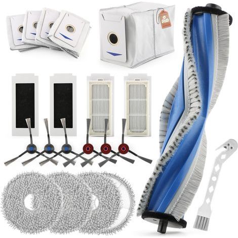 20-teiliges Zubehörset für Ecovacs Deebot T30 Pro Omni / T30 Omni Roboterstaubsauger mit 1 Hauptbürste, 6 Seitenbürsten, 4 Mopps, 4 Filtern, 4 Staubbeuteln