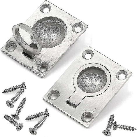 Poignées encastrées à anneau, 49 x 39 mm, en acier inoxydable, pour trappe de bateau, coffre, yacht, tiroir, avec vis de fixation (lot de 2). (1/5)