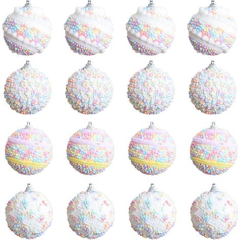 Festliche Schaumstoffkugel-Dekorationen, 6 cm/8 cm, bunte Punkte, Kugeln, einfach aufzuhängende Weihnachtsbaumkugeln, für drinnen und draußen, mehrfarbig (1/5)