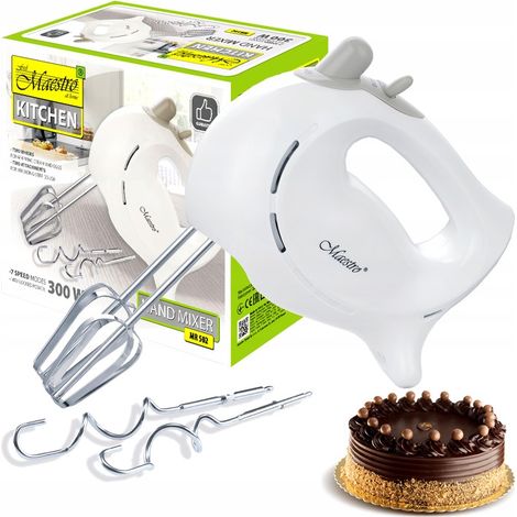 MAESTRO Handmixer Küchenmaschine 7 Geschwindigkeiten + 4 Schneebesenhaken