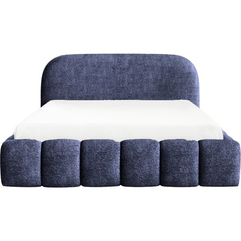 MARGOT - Lit coffre tissu texturé 140x200cm Bleu (1/5)