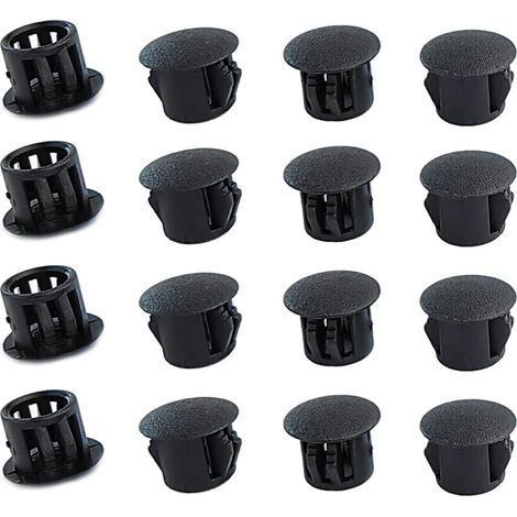 Bouchons ronds en plastique (noirs, 8mm), 20 pièces, couvercles de trous de meubles, couvercles de trous en plastique, bouchons de perçage pour serrures de trous de meubles (1/5)