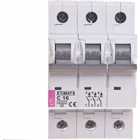 ETI Polam  Disjoncteur 3P C16A - 6KA - AC Etimat 6 - Protection Électrique Fiable - IP20 (1/2)