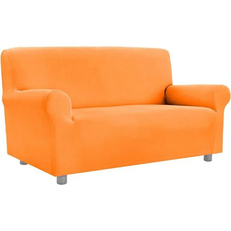 Copridivano Elasticizzato Universale Con Braccioli 100% Made In Italy Salva Divano Poltrona Arancione - 3 Posti