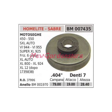 Pignon HOMELITE pour moteur tronçonneuse 450 550 SXL AUTO .404' dents 7 007435