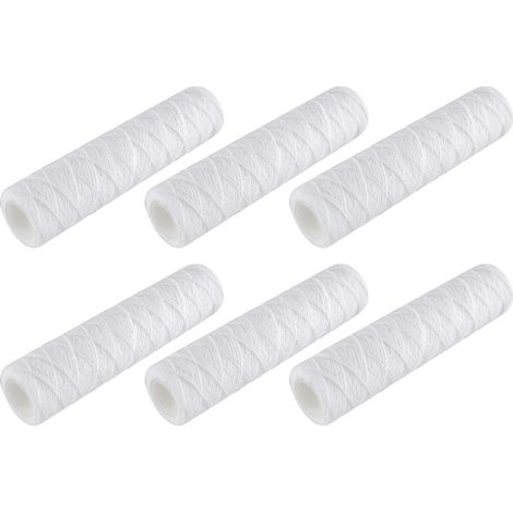 6 cartouches filtrantes universelles de 5 microns à fil enroulé pour purificateur d'eau, cartouches de remplacement pour toute la maison, format 10 pouces. (1/5)