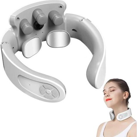 Masajeador de cuello con indicaciones de voz inteligentes, terapia de calor a 42 °C, 5 modos, 15 niveles de intensidad, masajeador eléctrico portátil para el hogar, la oficina o los viajes. (1/5)