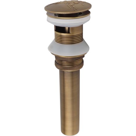 Bonde d'évier à clapet, couvercle de bonde en cuivre, évier vintage, acier inoxydable, accessoires de salle de bain et de cuisine avec trop-plein (1/5)