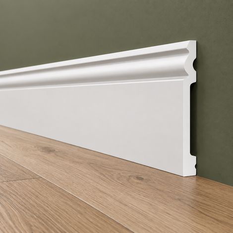 Battiscopa RESISTO in polimeri extracompatti mod. DUCALE Bianco mis. 180x15mm (prezzo al metro)