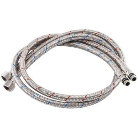 100 cm flexibler Edelstahlanschluss für Küchenspülen-Mischbatterie - Warm- und Kaltwasser - (1/4)