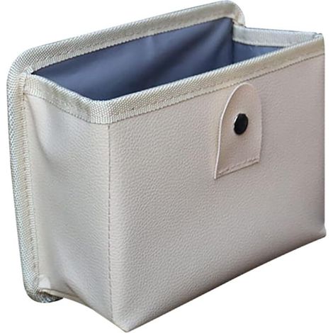 Cestino per auto pieghevole e impermeabile, borsa portaoggetti multifunzionale, grande capacità, da fissare sul retro del sedile dell'auto, due clip in metallo (beige, confezione da 2) (1/5)