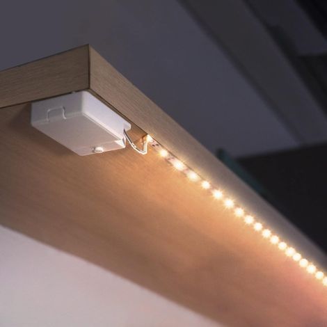 Bande Lumineuse LED Alimentée par Batterie, 1 Mètre Bande Lumineuse LED Alimentée par Batterie Blanc Chaud 2700K pour étagères et Sous Armoire Sans Fil, 3 Packs