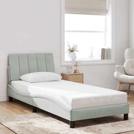 Estructura de cama sin colchón Hanko terciopelo gris claro 90x190 cm vidaXL (1/5)